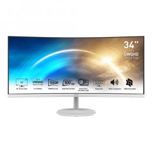 MSI PRO MP341CQW 34" 100Hz UWQHD 1ms Ultra-Wide Curved VA Monitor - White